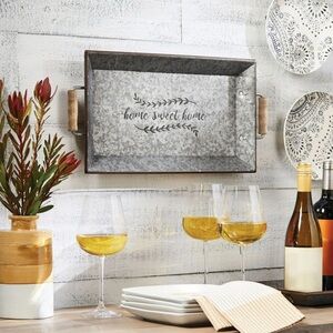 BH&G Better Homes & Gardens Galvanized Metal Serving Tray w/Handles 20”x10”